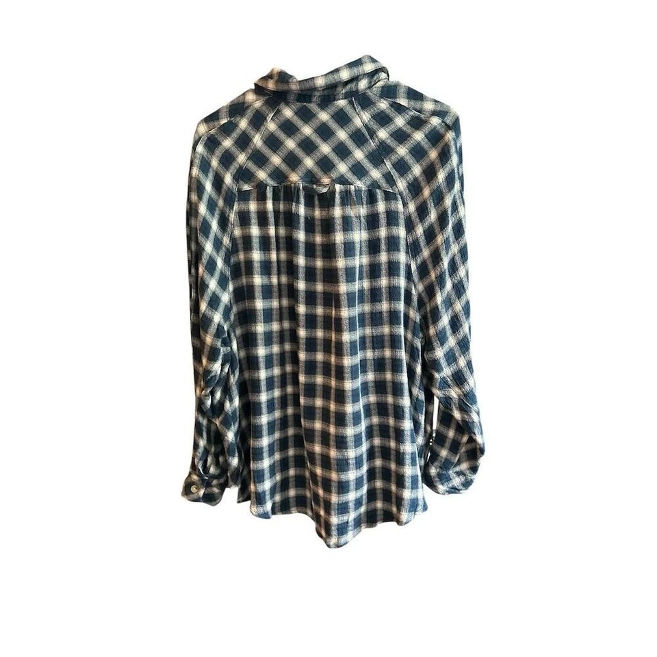 BDG Urban Outfitters unisex Blue Plaid Flannel Button-Up Shirt Size S - Image 3 of 4