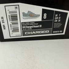 Under Armour Charged Assert 10 Mens Running Shoes 8 Grey Orange 3026175-105 2
