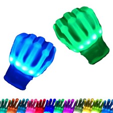 VABX-Purple 12 Colors Flash Led Light up Gloves for Boys Girls Medium, White