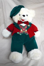 Vintage 1997 DanDee Snowflake Teddy Bear Collectible White Plush Stuffed Animal