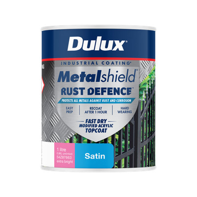 Dulux 1L Extra Bright Base Satin Metalshield Rust Defence