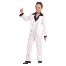 70's Disco Fever White Suit Child Costume Large