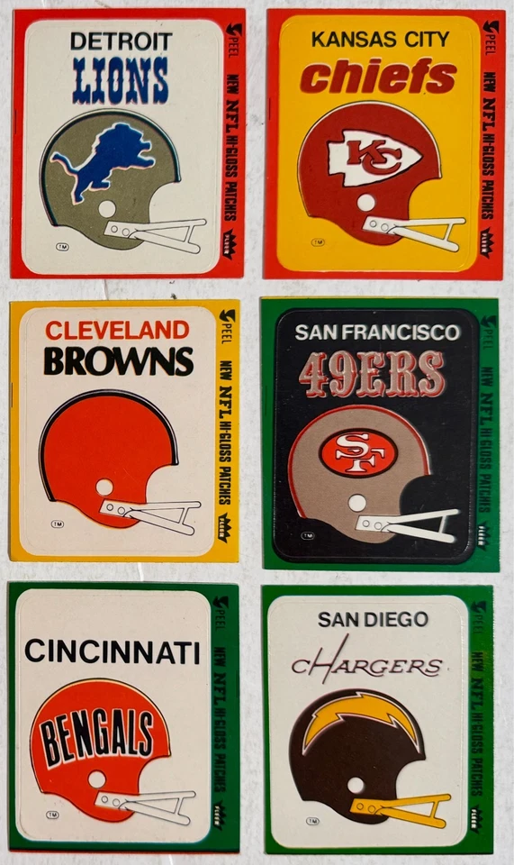 1970s Fleer NFL Hi-Gloss Patches Football Team Logo Stickers Vintage Lot of 15 - Image 3 of 4