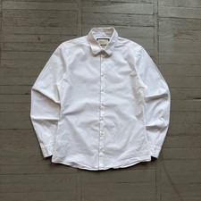 Vintage Gucci Dress Shirt Mens 41 16 White Long Sleeve Button Up Made In Italy