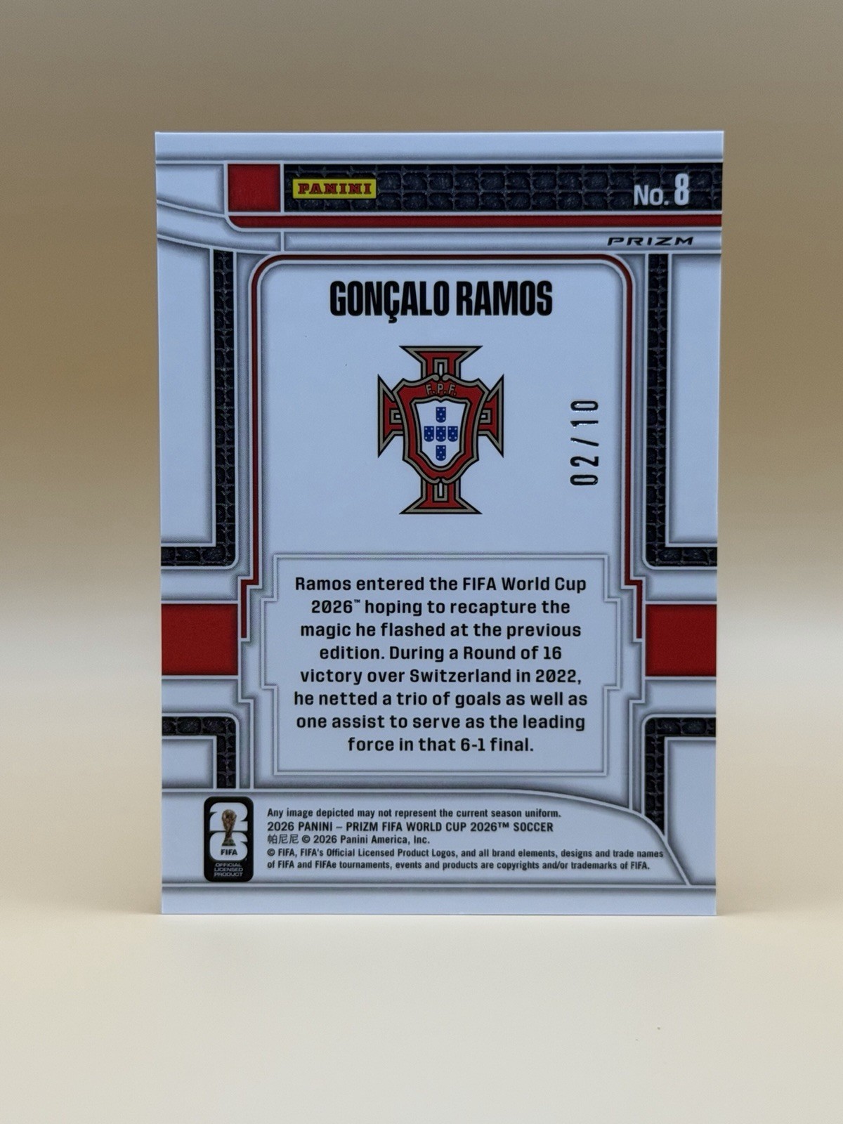 GONCALO RAMOS - 2026 Prizm World Cup - SCORERS CLUB - True Gold /10 - Portugal view 2