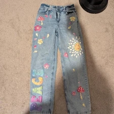 Colorful Flower Design Jeans. Great Condition & Already Washed