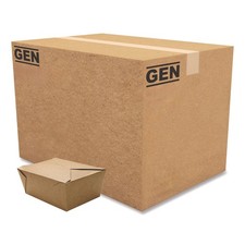 GEN PAPERBOX4 Reclosable 110 oz Paper Take-Out Box - Kraft (160/CT) New
