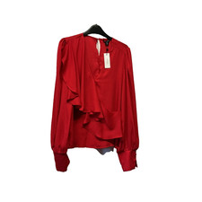 Women’s Karen Millen Red  Georgette Ruffle Blouse - size 14 -Brand New with Tag