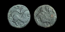 Rare, high grade, Shahi of Ohind, Vakka Deva, bronze jital, c. 870-1000 AD. 