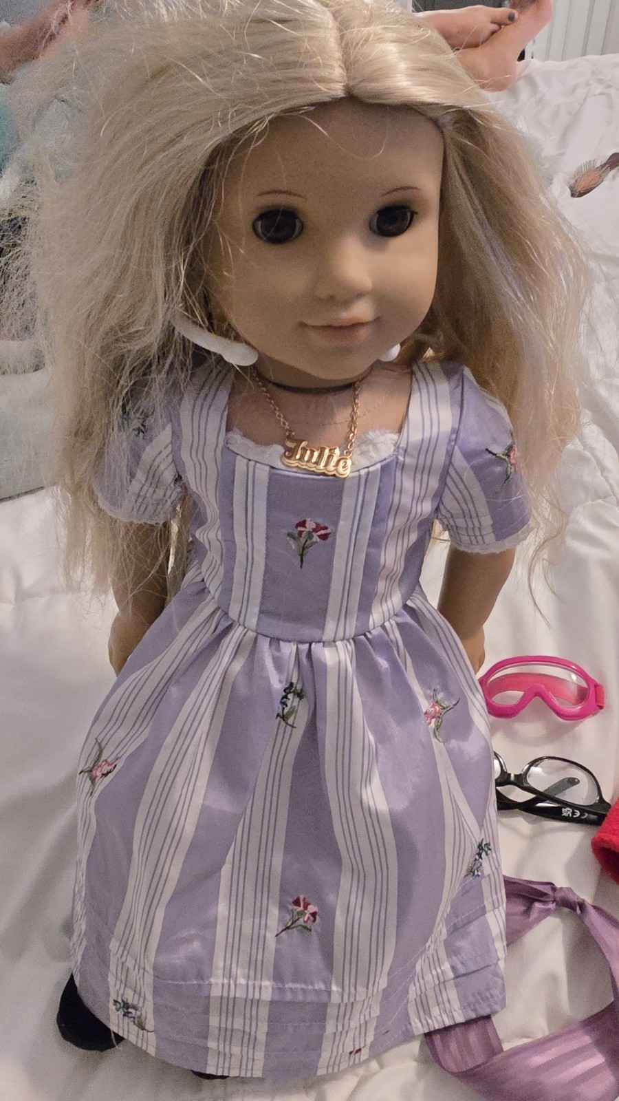 TLC American Girl Doll Julie Historical W/ Clothes And Brush, Purple Dress