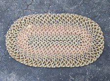 Antique Vintage Handmade Oval Braided Wool Area Rug 43x24 NEW HAMPSHIRE ESTATE