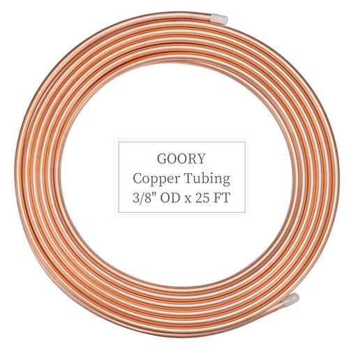 3/8" OD Copper Tubing 25 FT - 99.9% Pure ACR Soft Coil for HVAC & Refrigeration