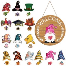 Christmas Door Welcome Sign, Interchangeable Wooden Gnomes Front Porch Decor ...
