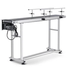 VEVOR Belt Conveyor PVC Stainless Steel Belt Conveyor 59"x7.8" Double Guardrail