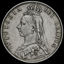 1892 Queen Victoria Jubilee Head Silver Half Crown, Scarce