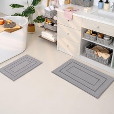 Ultra-Soft and Absorbent Non-Slip Bath Rugs - 20"x32"  16"x24" Gray Set
