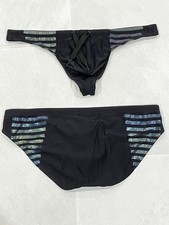 Lot 2 Men’s Gregg Homme Reflector Swim Thong And Bikini Brief L 32