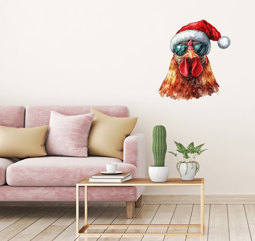 Colourful Christmas Chicken Wall Art Bedroom Laptop Vinyl Sticker Decal ...