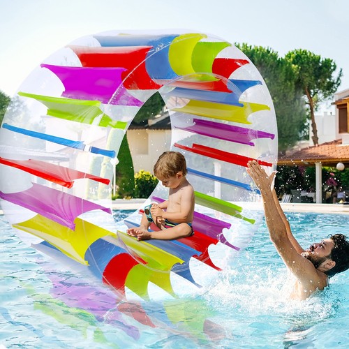 65" Giant Inflatable Wheel Roller, Colorful Water Rolling Wheel Float for Kid... - Picture 7 of 7