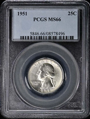 1951 25C Washington Quarter PCGS MS66