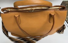 Mark & Graham Camel Sauvage Leather Patterned Strap Handbag/Tote Brown Good