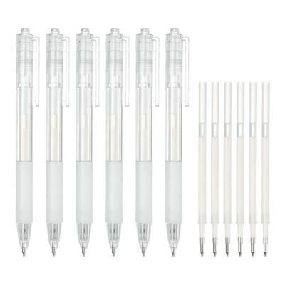 Quick Dry Glue Pen, White Ballpoint Roller Glue for Crafting with Refill, 6 Pcs