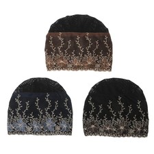 Floral Embroidered Turban Cap Women Muslim Wrap Head Bonnet African Hijab Cap