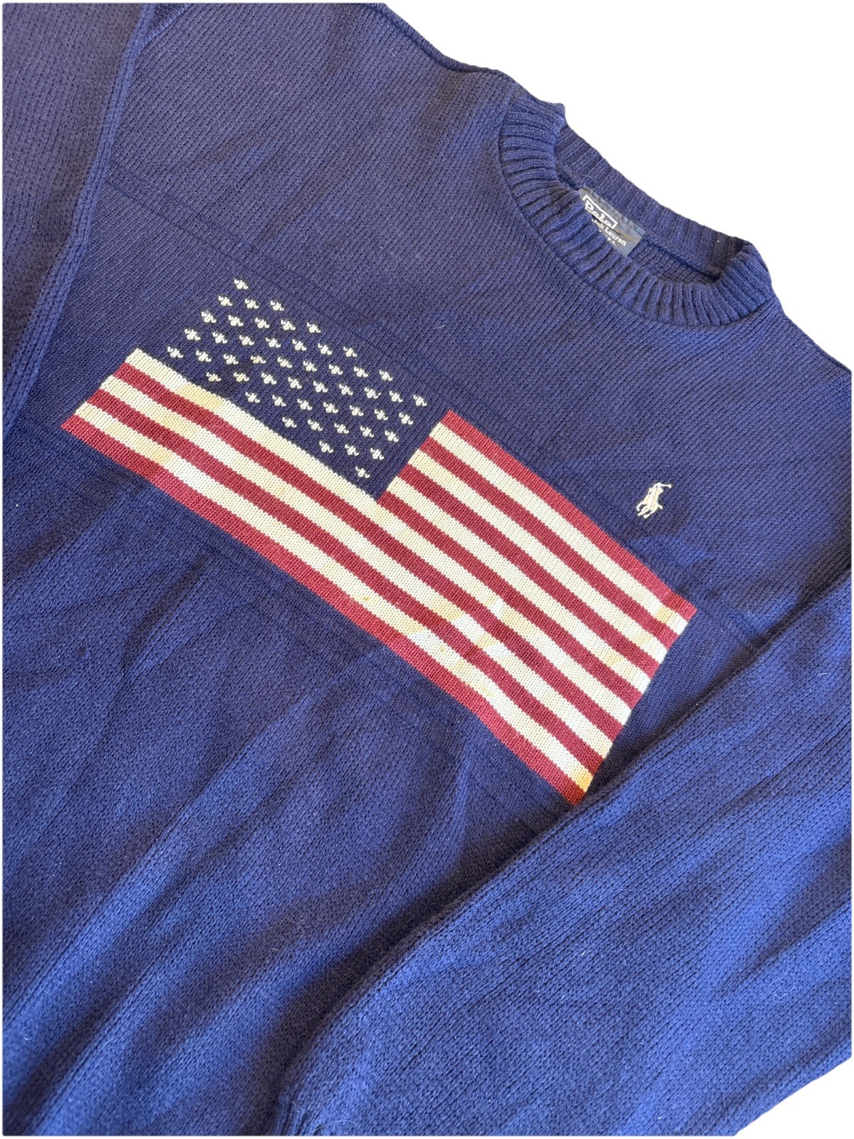 Polo Ralph Lauren Vintage American Flag Sweater Pullover Men’s LARGE