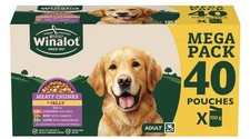 WINALOT Meaty Chunk Adult Wet Dog Food Mixed in Jelly Beef Chicken Lamb 40x100g 3.46 per kilo