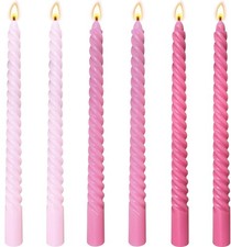 6 PCS 10 Inch Gradient HotPink Spiral Unscented Dripless Taper Candles