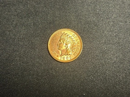 1901 Indian head Cent AU-Uncirculated Red