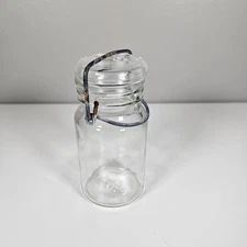 2 Wheaton Glass Jar Wire Bail & Glass Lid 8 oz Half Pint Vintage