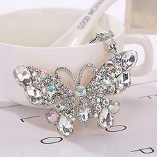 Sparkling Butterfly Keychain Crystal Rhinestone Purse Charm Handbag Pendant