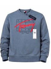 Tommy Jeans Crewneck Sweatshirt Blue Logo Gra...