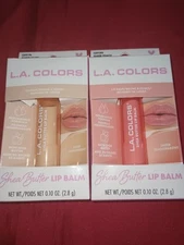Lot Of 2 L.A. Color Shea Butter Lip Balm Sheer Nude And Sheer Peach 