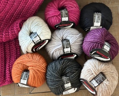 Austermann Natura Gray Merino Baby Alpaca Cotton Super KidMohair 109y Pink Black
