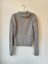 Maglione collo alto Relish Donna S Grigio Perline Strass Misto lana Pre Owned