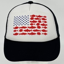 American Flag USA Fishing Youth Hat Boys SnapBack MeshBack Foam Trucker Cap EUC