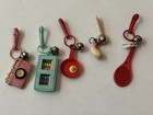 Vintage 80s Plastic Clip On Bell Charm Necklace 5 Charms — photo 1