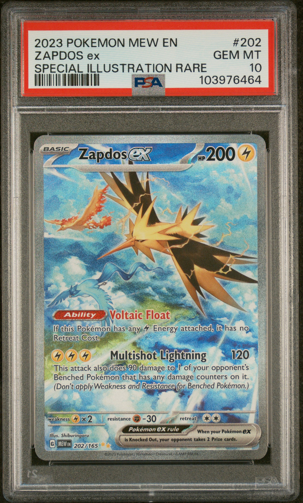 2023 POKEMON MEW EN-151 SPECIAL ILLUSTRATION RARE #202 ZAPDOS EX PSA 10 - Main Image