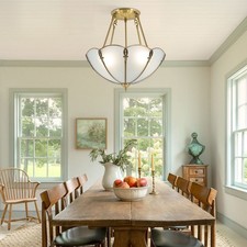Retro Pendant Light Fixture 16.9'' 4-Light Metal Glass Ceiling Hanging Lamp