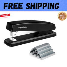 Stapler with 1000 Staples, Office Stapler, 25 Sheet Capacity, Non-Slip, Black