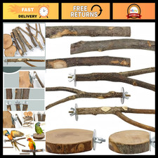 8Pcs Natural Wood Bird Perch Set - Parrot Standing Sticks  Cage Accessories