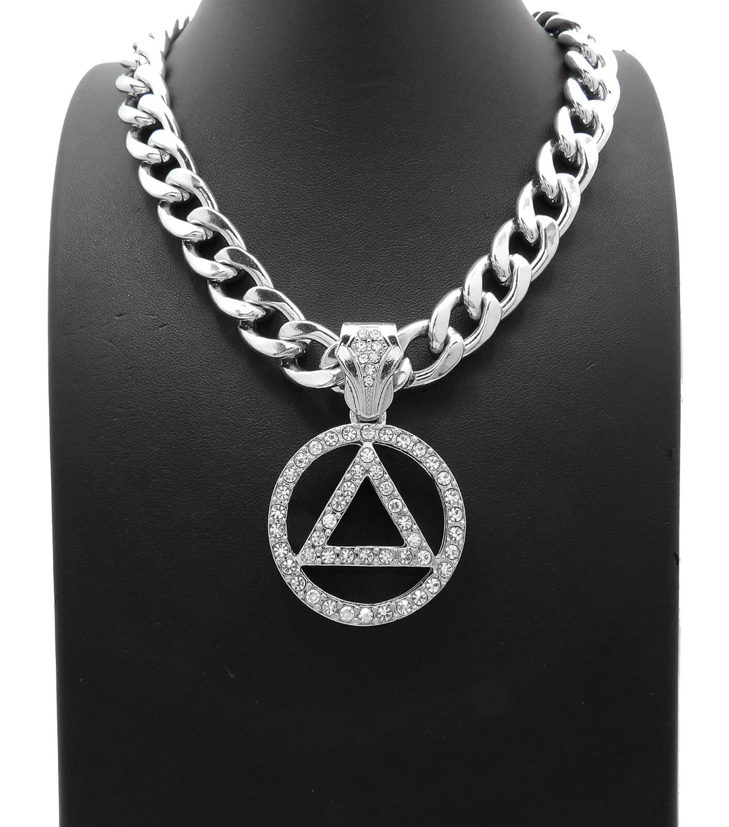 HIP HOP SOBRIETY CIRCLE TRIANGLE SYMBOL PENDANT 18