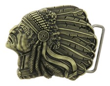Bronze American Indian Chief Head Western Indian Metal Fashion Belt Buckle