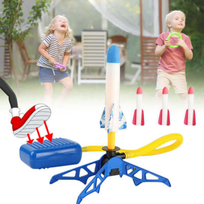 Kid Air Rocket Foot Pump Launcher Toy Sport Game Jump Stomp Outdoor Pedal Rocket