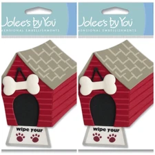 (2) Jolees Dog House Red Paw Prints Puppy House Animal Scrapbook Bone NEW SEALED