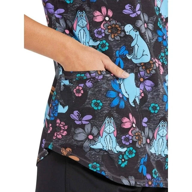 Scrubstar Heather Fields Top Women XS Multicolor Short Sleeve Print Scrub V-Neck - Image 2 of 4