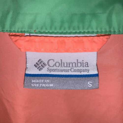 Columbia Windbreaker Jacke Lightweight Damen Small Neon Lime Blue Coral - Bild 3 von 6