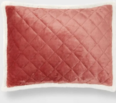 Threshold SET /2 Standard Sherpa Plush Reversible Pillow Sham BERRY Pink Nwot